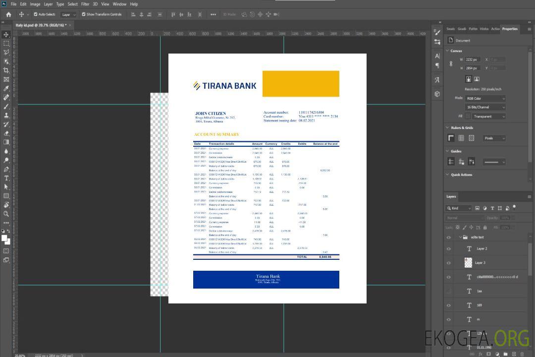 Albanie Tirana Relevé bancaire xls template Albanie Tirana Relevé bancaire xls template